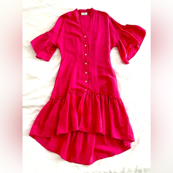 Chloe Kristyn High Low Dress | X-Small | Hot Pink - Picture 1 of 4
